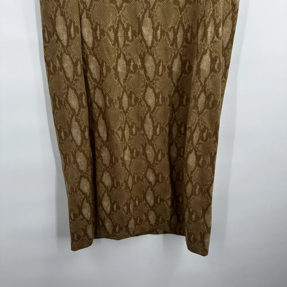 Lauren Ralph‎ Lauren Dress Womens Medium Snake Print Sheath Stretch Midi Chic